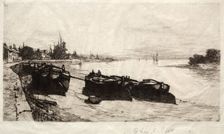 Mud Boats on the Thames, 1883. Creator: Charles Adams Platt (American, 1861-1933)