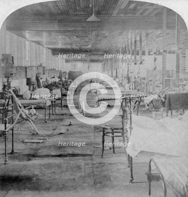 'Mud Hall', the last prison occupied by the British officers at Pretoria, South Africa, 1901.Artist: Underwood & Underwood