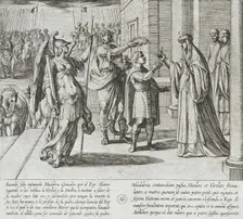 Mudarra Takes Leave of His Mother and Sets Out to Find His Father, 1612. Creator: Antonio Tempesta