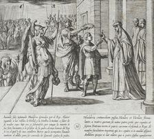 Mudarra Takes Leave of His Mother and Sets Out to Find His Father, 1612. Creator: Antonio Tempesta