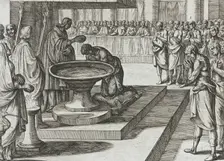 Mudarra and His Horsemen Convert to Christianity and are Baptized, 1612. Creator: Antonio Tempesta