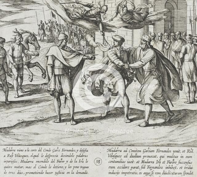 Mudarra Challenges Ruy Velazquez; a Three-Day Truce is Arranged, 1612. Creator: Antonio Tempesta.