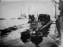 Mudros, Lemnos - "Jaureguibery" & French submarines, 1915 or 1916. Creator: Bain News Service