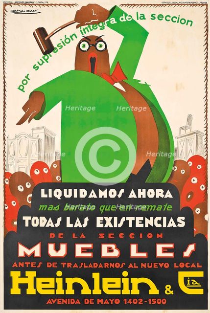 Muebles, Heinlein & Cia, 1929. Creator: Mauzan, Luciano Achille (1883-1952).