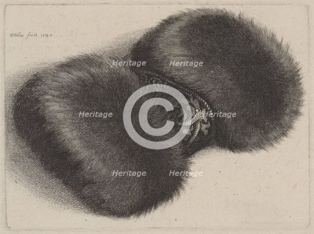 Muff with Brocade Band, 1647. Creator: Hollar, Wenceslaus (1607-1677).