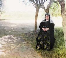 Mugan Steppe: Georgian woman in a folk costume, between 1905 and 1915. Creator: Sergey Mikhaylovich Prokudin-Gorsky