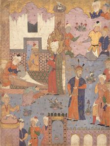 Muhammad Revives the Sick Boy, Folio from a Falnama (Book of Omens) of Ja'far al-Sadiq, 1550s. Creator: Unknown