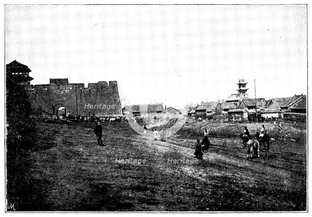 Mukden: East City Gate and Church, 1895. Creator: Unknown.