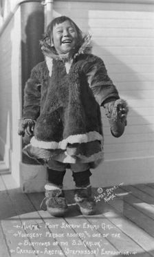 Mukpi, Eskimo girl, youngest survivor of the S.S. Karluk, between c1900 and c1930. Creator: Lomen Brothers