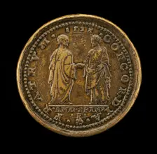 Mula and Another Man Joining Hands [reverse], 1536. Creator: Andrea Spinelli