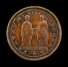 Mula and Another Man Joining Hands [reverse], 1538. Creator: Andrea Spinelli
