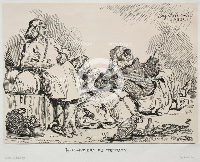 Muleteers of Tétuan, 1833. Creator: Eugène Delacroix (French, 1798-1863); Bertauts.