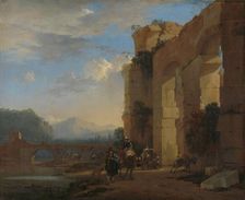 Muleteers beside an Italian Ruin, c.1650. Creator: Jan Asselijin