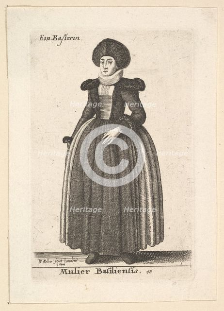 Mulier Basiliensis (Woman of Basel); , 1644. Creator: Wenceslaus Hollar.