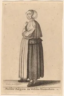 Mulier Belgica in Vestitu Domestico. Creator: Wenceslaus Hollar