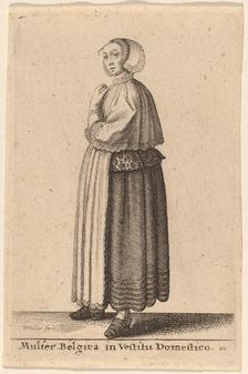 Mulier Belgica in Vestitu Domestico. Creator: Wenceslaus Hollar