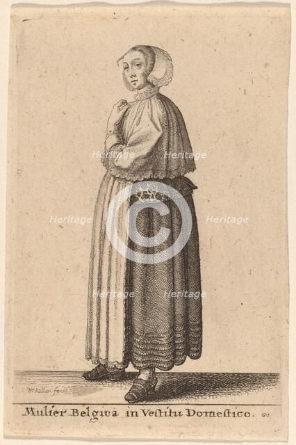 Mulier Belgica in Vestitu Domestico. Creator: Wenceslaus Hollar.