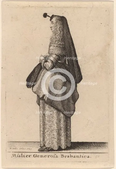 Mulier Generosa Brabantica, 1643. Creator: Wenceslaus Hollar.