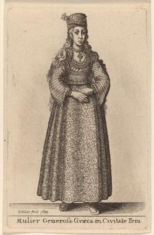Mulier Generosa Graeca in Civitate Pera, 1644. Creator: Wenceslaus Hollar