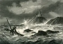 Mumbles Rocks and Lighthouse, near Swansea c1870