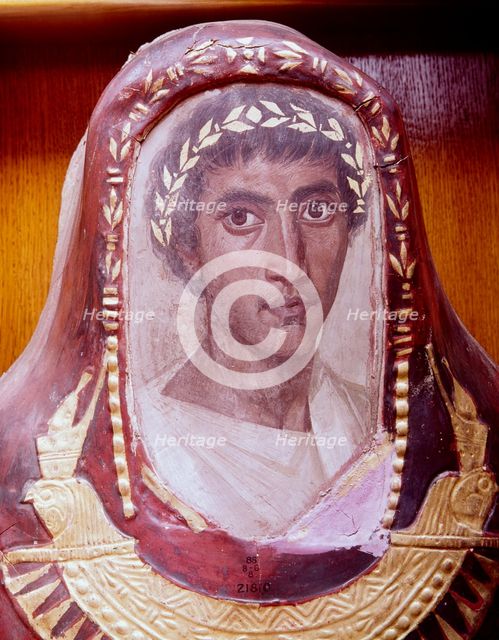 Mummy case and portrait of Artemidorus, from Hawara, Egypt, Roman Period, c100-c120. Artist: Unknown