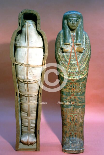 Mummy and Coffin, Egyptian, 21st Dynasty. Artist: Unknown