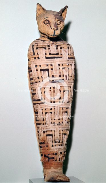 Mummy of a cat, Abydos, Upper Egypt Roman Period, perhaps 1st century. Artist: Unknown