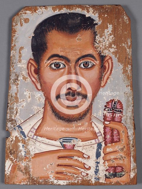Mummy Portrait of a Bearded Man, A.D. 220-250. Creator: Brooklyn Painter.