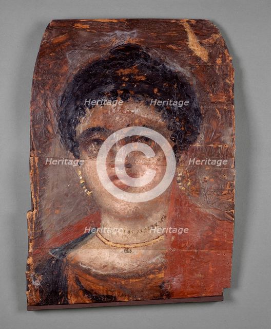Mummy portrait painted in encaustic on a wooden panel, about 100-120, 2nd century. Artist: Unknown.