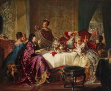 Münchhausen, telling his stories to the ladies. Creator: Gaisser, Max (1857-1922)