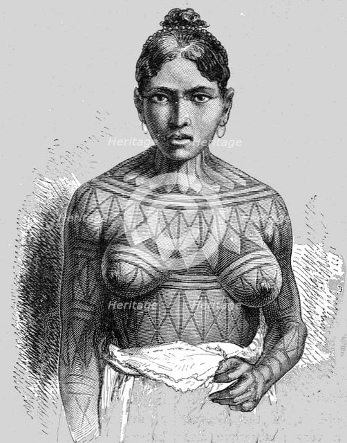 'Mundi Rucu Girl, Tatooed; A Trip up the Trombetas', 1875. Creator: Unknown.