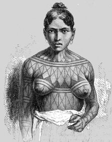 Mundi Rucu Girl, Tatooed; A Trip up the Trombetas 1875. Creator: Unknown