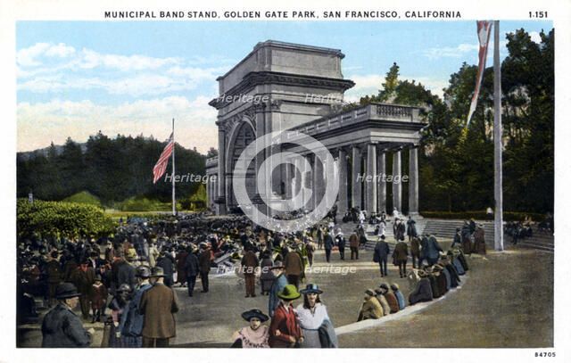 Municipal Band Stand, Golden Gate Park, San Francisco, California, USA, 1921. Artist: Unknown
