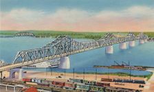Municipal Bridge Connecting Louisville, Ky, and Jeffersonville, Ind. 1942. Artist: Caufield & Shook