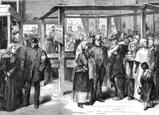 Municipal canteen at the corner of the Boulevard Poissonnière, Paris (sketch by balloon post), 1871. Creator: Unknown