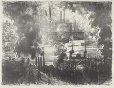 Munitions River, 1916. Creator: Joseph Pennell