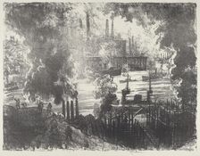 Munitions River, 1916. Creator: Joseph Pennell