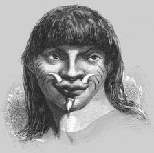 Mura Indian, with Lip Ornaments; A Trip up the Trombetas 1875. Creator: Unknown