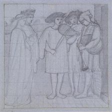 Mural Design - The Wedding Procession of Sir Degrevaunt, 1860. Creator: Sir Edward Coley Burne-Jones