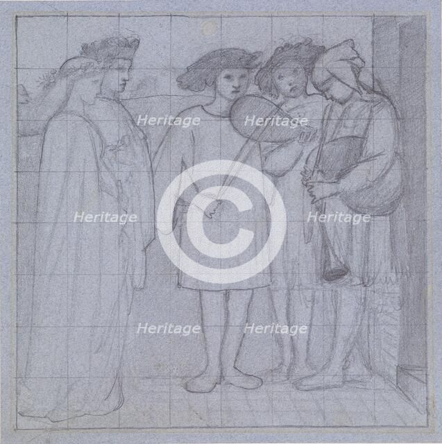 Mural Design - The Wedding Procession of Sir Degrevaunt, 1860. Creator: Sir Edward Coley Burne-Jones.