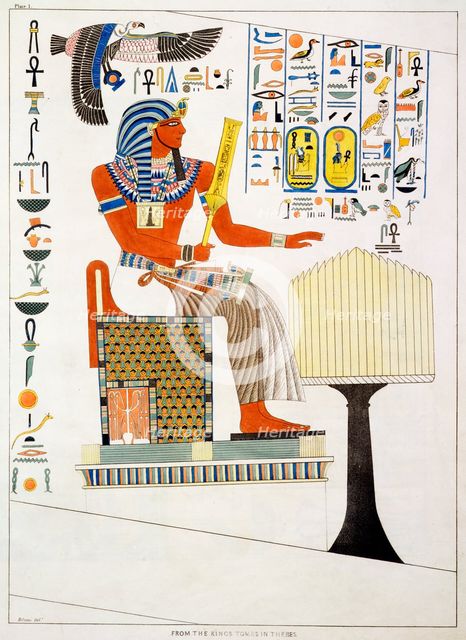 Mural from the Tombs of the Kings of Thebes, discovered by G Belzoni, 1820-1822. Artist: Charles Joseph Hullmandel