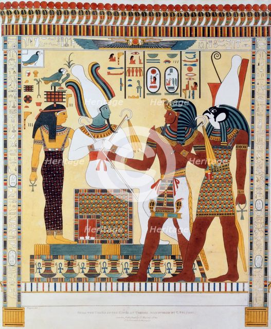 Mural from the Tombs of the Kings of Thebes, discovered by G Belzoni, 1820-1822. Artist: Charles Joseph Hullmandel