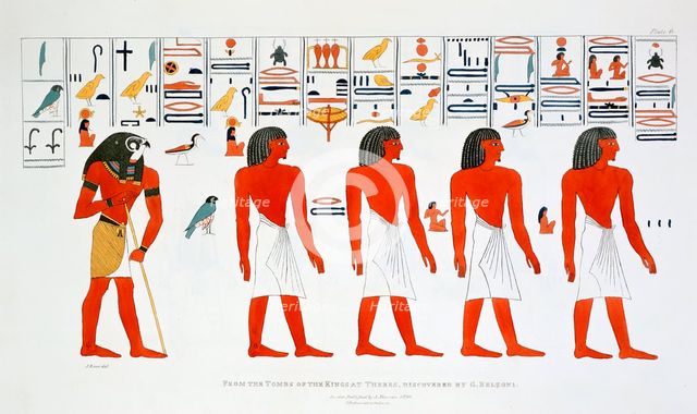 Mural from the Tombs of the Kings at Thebes, 1820. Artist: Giovanni Battista Belzoni
