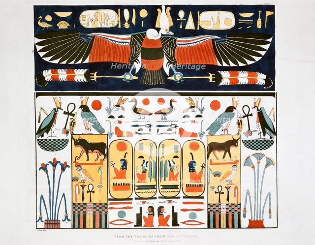 Mural from the Tombs of the Kings at Thebes, 1820. Artist: Giovanni Battista Belzoni