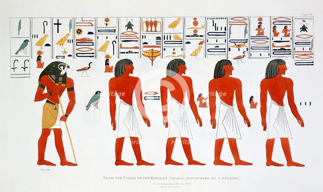 Mural from the Tombs of the Kings at Thebes, 1820. Artist: Giovanni Battista Belzoni