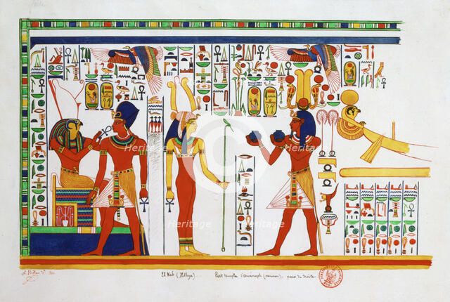 Mural from El-Kab, Egypt, 1841. Artist: Nestor l'Hote