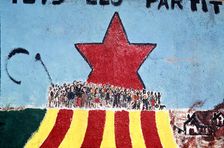 Mural of PSUC propaganda in the first democratic elections, after the Spanish civil war