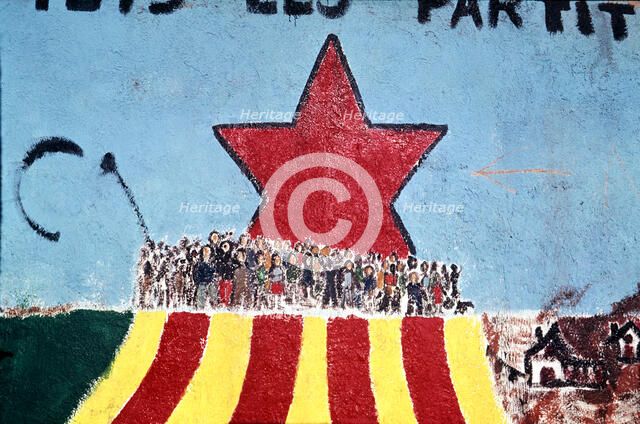 Mural of PSUC propaganda in the first democratic elections, after the Spanish civil war.