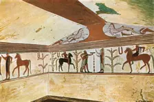 Mural painting in the Tomb of the Baron (Tomba del Barone) at Tarquinia, Italy, (1928). Creator: Unknown