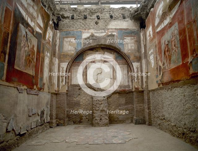Mural paintings on the walls of College of the Augustales, Herculaneum, Italy, 1st century AD (2002) Creator: LTL.